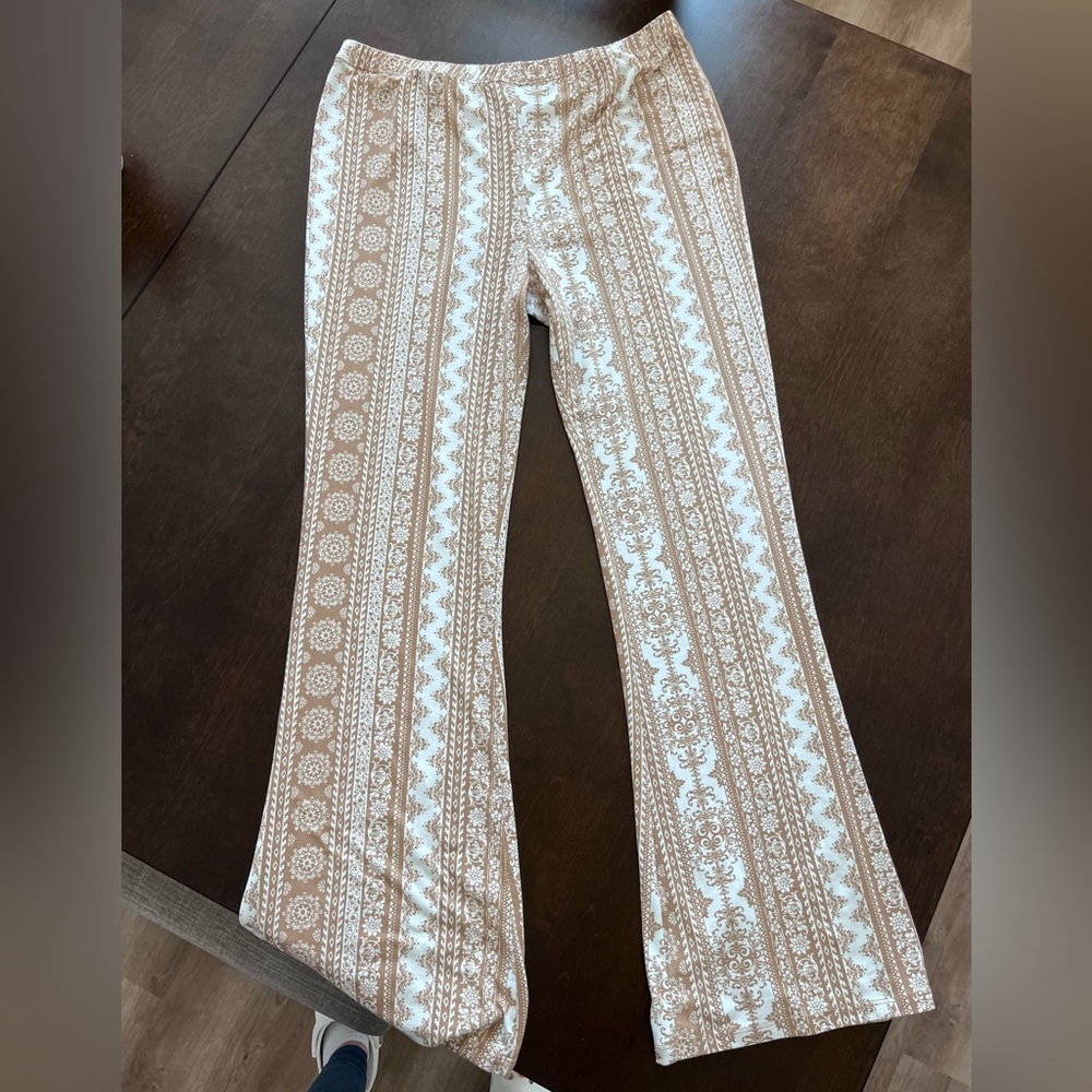 High rise Aztec tribal print flare pants